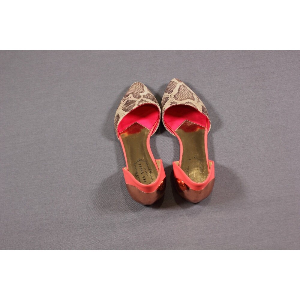 Ted Baker London Cadeen flats snakeskin pattern and bright pink lining 9 - Picture 3 of 6